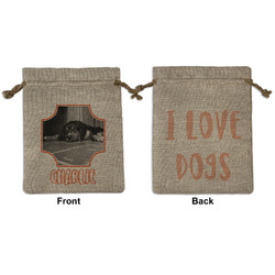 Pet Photo Medium Burlap Gift Bag - Front & Back