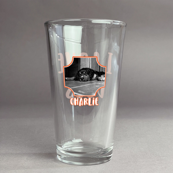 Custom Pet Photo Pint Glass - Full Color Logo