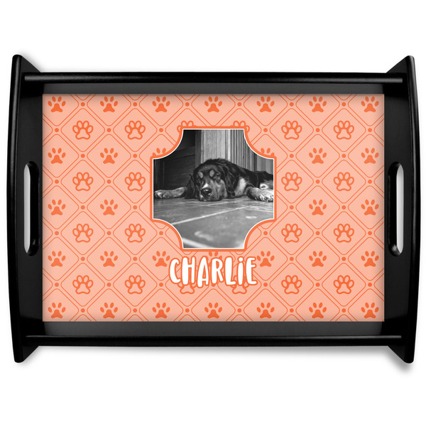 Custom Pet Photo Black Wooden Tray - Large (Personalized)