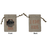 Pet Photo Small Burlap Gift Bag - Front & Back