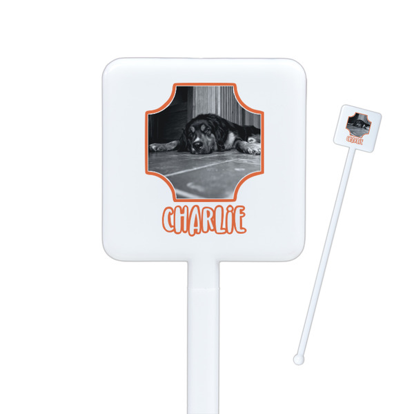 Custom Pet Photo Square Plastic Stir Sticks