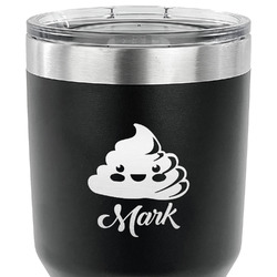 Poop Emoji 30 oz Stainless Steel Tumbler - Black - Single Sided (Personalized)