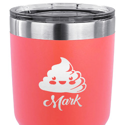 Poop Emoji 30 oz Stainless Steel Tumbler - Coral - Double Sided (Personalized)