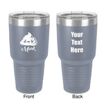 Poop Emoji 30 oz Stainless Steel Tumbler - Grey - Double-Sided (Personalized)