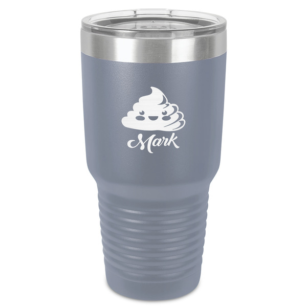 Custom Poop Emoji 30 oz Stainless Steel Tumbler - Grey - Single-Sided (Personalized)