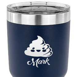 Poop Emoji 30 oz Stainless Steel Tumbler - Navy - Double Sided (Personalized)