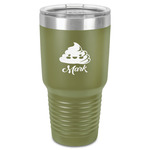 Poop Emoji 30 oz Stainless Steel Tumbler - Olive - Single-Sided (Personalized)