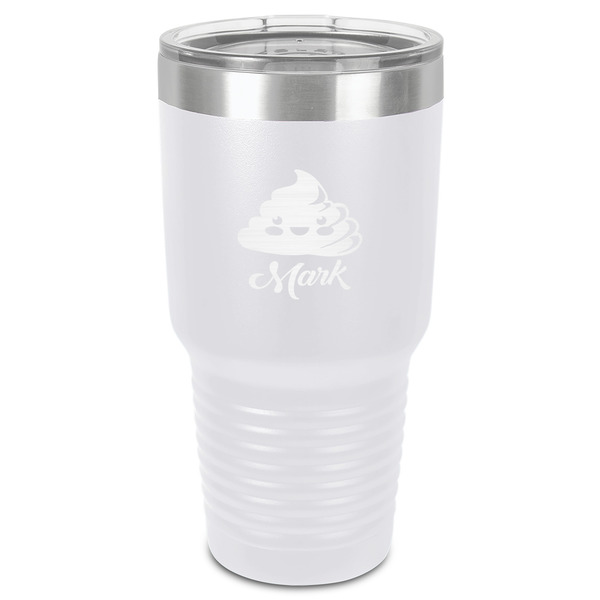 Custom Poop Emoji 30 oz Stainless Steel Tumbler - White - Single-Sided (Personalized)