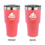 Poop Emoji 30 oz Stainless Steel Tumbler - Coral - Double Sided (Personalized)