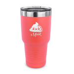 Poop Emoji 30 oz Stainless Steel Tumbler - Coral - Single Sided (Personalized)