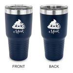 Poop Emoji 30 oz Stainless Steel Tumbler - Navy - Double Sided (Personalized)