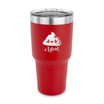 Poop Emoji 30 oz Stainless Steel Tumbler - Red - Single Sided (Personalized)