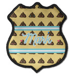 Poop Emoji Iron On Shield Patch C w/ Name or Text