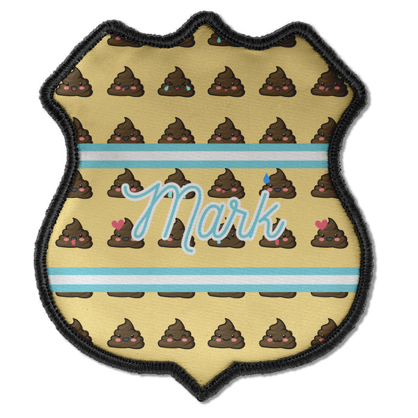 Custom Poop Emoji Iron On Shield Patch C w/ Name or Text