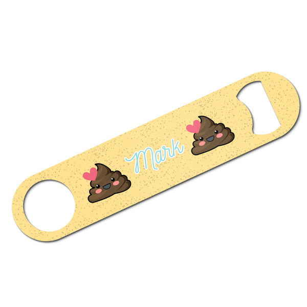 Custom Poop Emoji Bar Bottle Opener - White w/ Name or Text