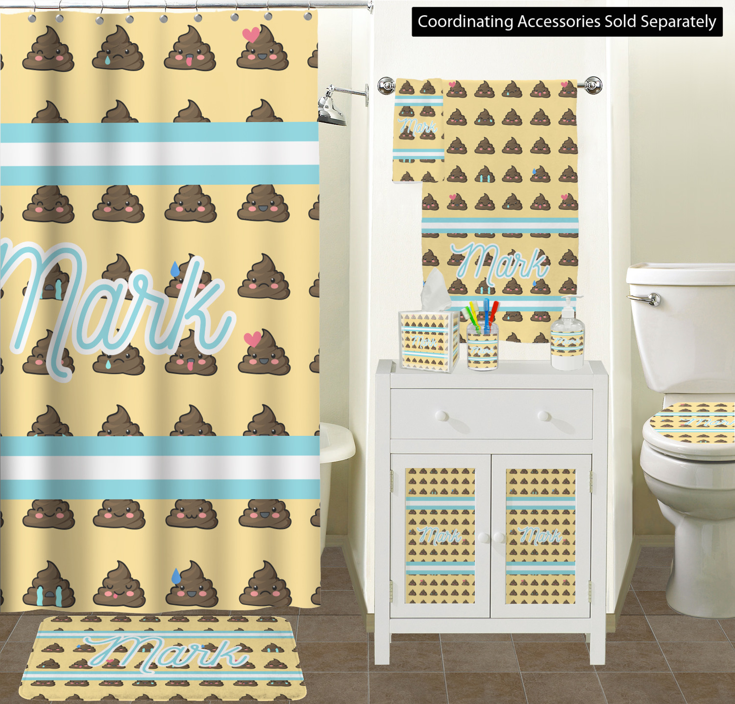 poop emoji bathroom decor