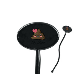 Poop Emoji 7" Oval Plastic Stir Sticks - Black - Double Sided (Personalized)