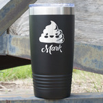 Poop Emoji 20 oz Stainless Steel Tumbler - Black - Single Sided (Personalized)