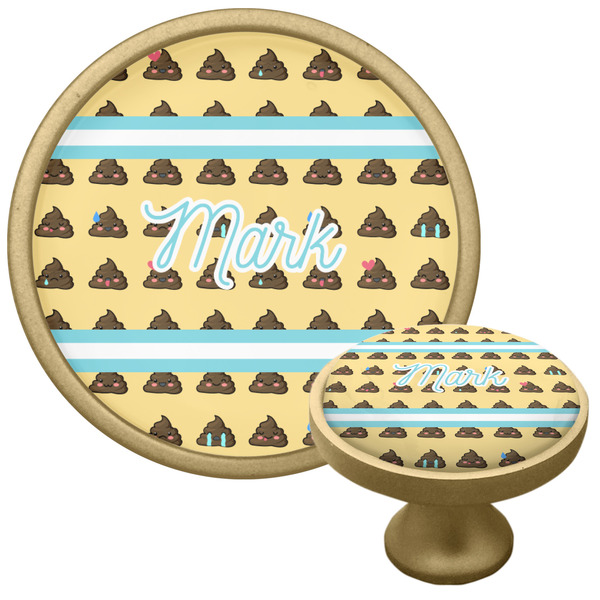 Custom Poop Emoji Cabinet Knob - Gold (Personalized)