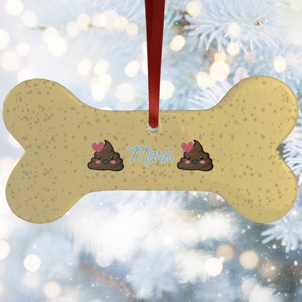 Custom Poop Emoji Ceramic Dog Ornament w/ Name or Text