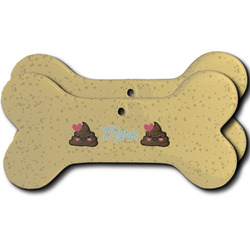 Poop Emoji Ceramic Dog Ornament - Front & Back w/ Name or Text