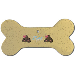 Poop Emoji Ceramic Dog Ornament - Front w/ Name or Text