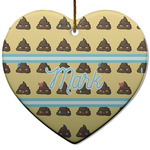 Poop Emoji Heart Ceramic Ornament w/ Name or Text