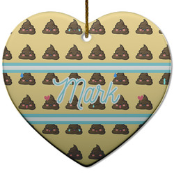 Poop Emoji Heart Ceramic Ornament w/ Name or Text