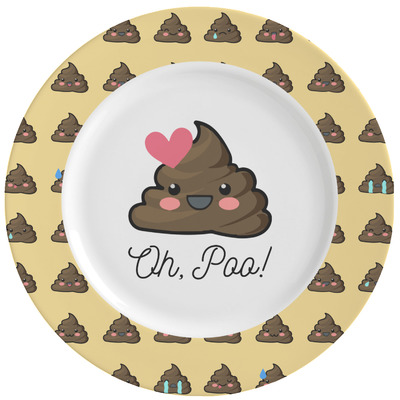 Poop Emoji Ceramic Dinner Plates (Set of 4) (Personalized) - YouCustomizeIt