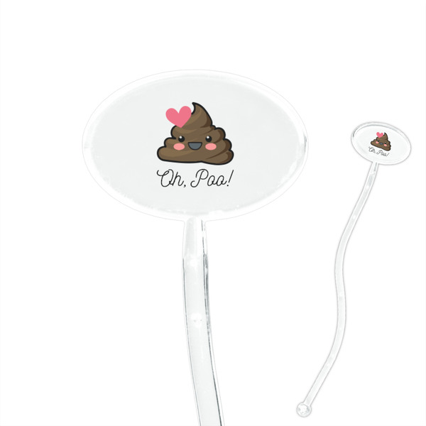 Custom Poop Emoji 7" Oval Plastic Stir Sticks - Clear (Personalized)