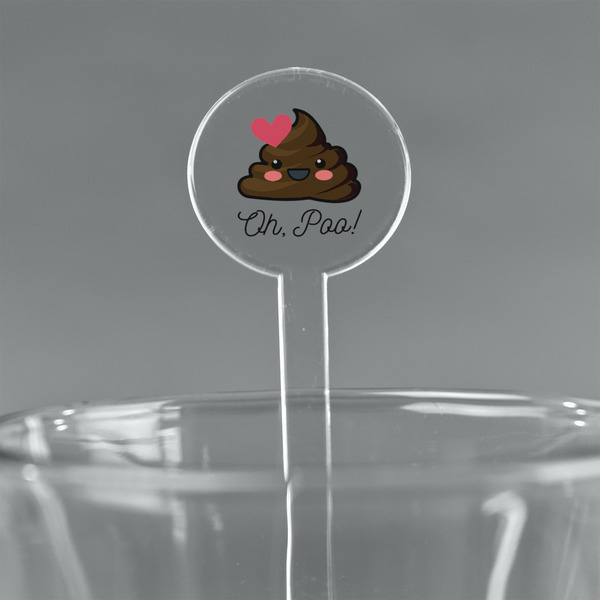 Custom Poop Emoji 7" Round Plastic Stir Sticks - Clear (Personalized)