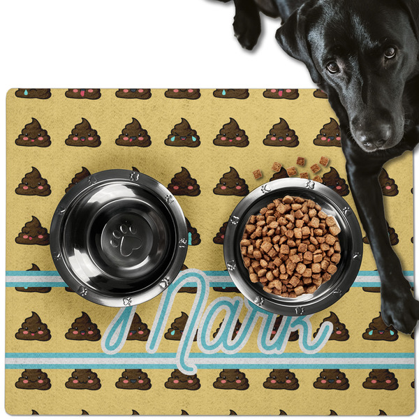 Custom Poop Emoji Dog Food Mat - Large w/ Name or Text