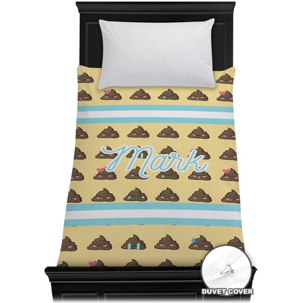 Custom Poop Emoji Duvet Cover - Twin (Personalized)