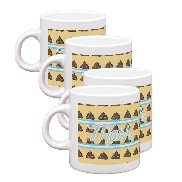 Custom Poop Emoji Single Shot Espresso Cups - Set of 4 (Personalized)