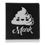 Poop Emoji Leather Binder - 1" - Black (Personalized)