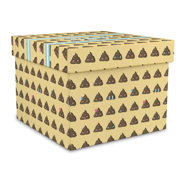 Custom Poop Emoji Gift Box with Lid - Canvas Wrapped - Large (Personalized)