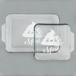 Poop Emoji Set of Glass Baking & Cake Dish - 13in x 9in & 8in x 8in (Personalized)