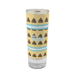 Poop Emoji 2 oz Shot Glass -  Glass with Gold Rim - Single (Personalized)