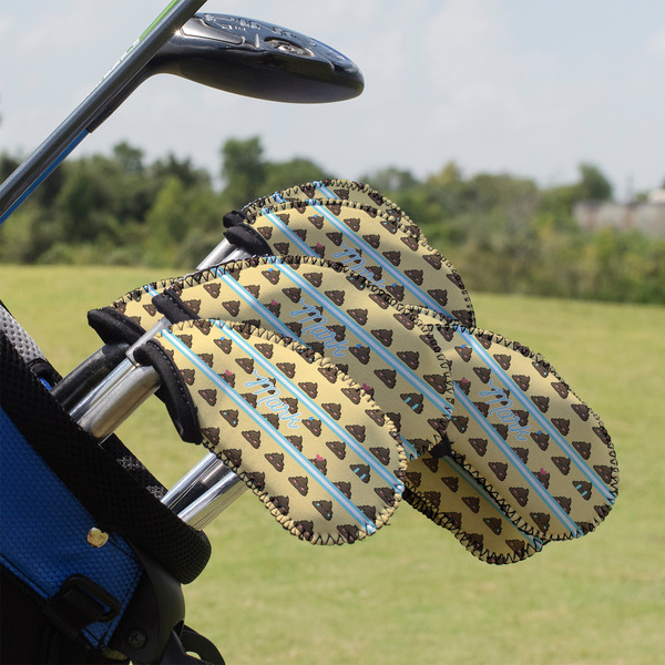 Custom Poop Emoji Golf Club Iron Cover - Set of 9 (Personalized)