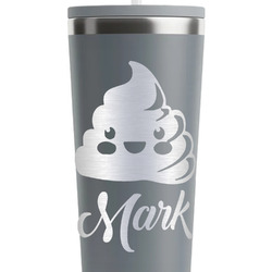 Poop Emoji RTIC Everyday Tumbler with Straw - 28oz - Grey - Double-Sided (Personalized)