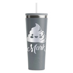 Poop Emoji RTIC Everyday Tumbler with Straw - 28oz - Grey - Single-Sided (Personalized)