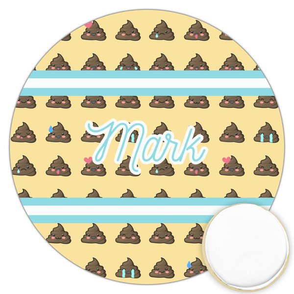 Custom Poop Emoji Printed Cookie Topper - 3.25" (Personalized)