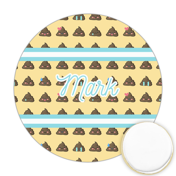 Custom Poop Emoji Printed Cookie Topper - Round (Personalized)