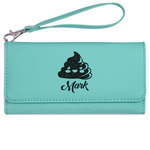 Poop Emoji Ladies Leatherette Wallet - Laser Engraved- Teal (Personalized)