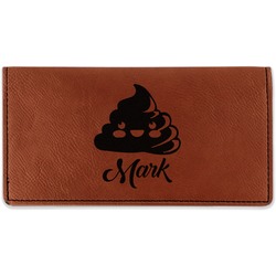 Poop Emoji Leatherette Checkbook Holder - Double Sided (Personalized)