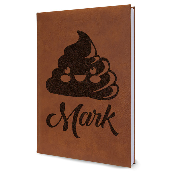 Custom Poop Emoji Leather Sketchbook - Large - Double Sided (Personalized)
