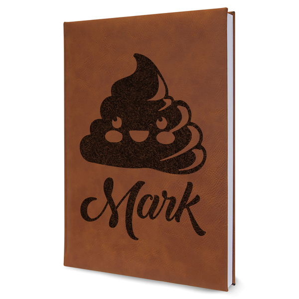 Custom Poop Emoji Leather Sketchbook - Large - Single Sided (Personalized)