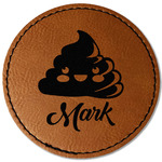 Poop Emoji Faux Leather Iron On Patch - Round (Personalized)