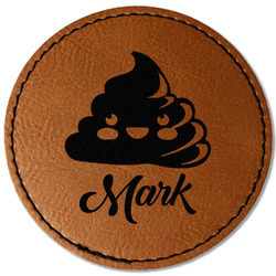 Poop Emoji Faux Leather Iron On Patch - Round (Personalized)
