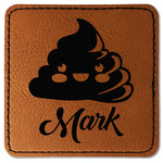 Poop Emoji Faux Leather Iron On Patch - Square (Personalized)